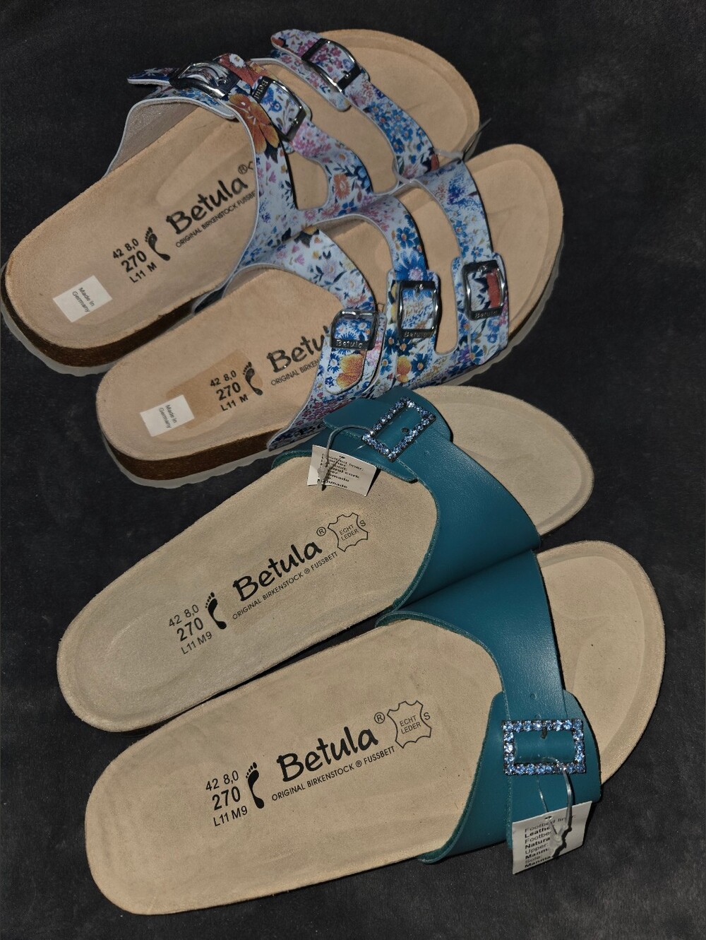 Bundle 2 pair Betula By Birkenstock Women's Slide Sandals Size W11 M9